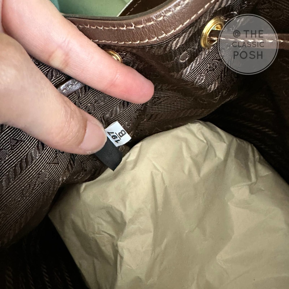 NEW Prada Jacquard Logo Bucket Brown Canvas Tote Small Crossbody Bag - Picture 12 of 12